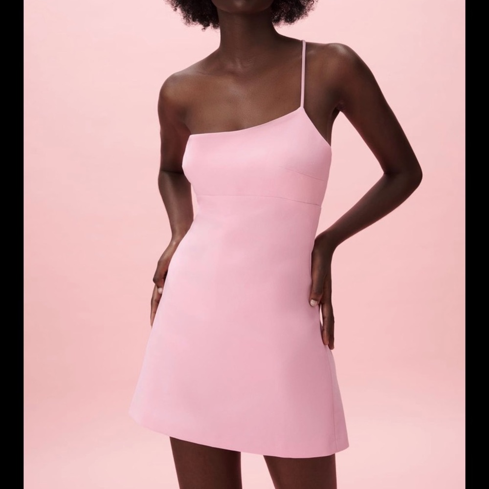 Asymmetric pink dress